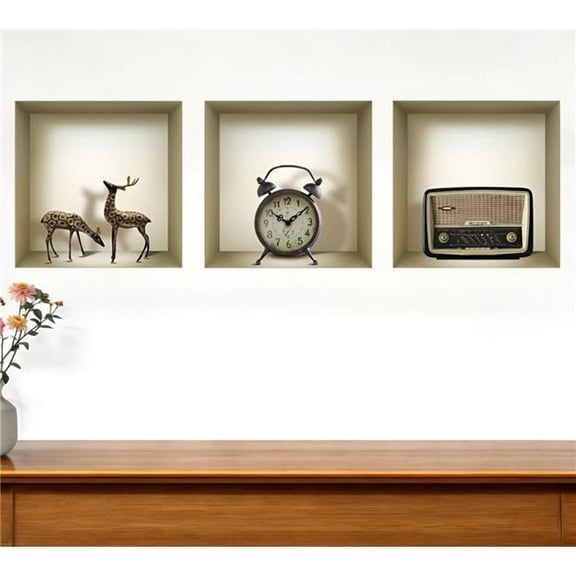 HomeRoots 565418 Aya Faux Niche 3D Peel & Stick Wall Decals - Set of 3