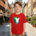 thumbnail image 2 of GPOECD T-Shirts pour Tout-Petits Enfants Mode Décontractée Manches Courtes avec Imprimé Italie Col Rond Haut pour Garçons Filles Hauts Décontractés 1-13 Ans 02_Red,8-9 Ans, 2 of 6