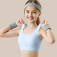 thumbnail image 4 of Student Girls Underwear Bras Teen Girls Wireless Seamless Bra with Removable Pad Training Sports Cropped Tops Padded Bras for Girls Blue 15-17Y, 4 of 5