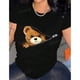 thumbnail image 3 of Camiseta de manga corta y cuello redondo para mujer con estampado de oso para uso casual en primavera y verano Color Negro Talla Grande Marca Emil SaEs, 3 of 4