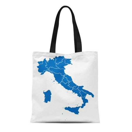 ASHLEIGH Canvas Tote Bag Blue Region Map of Italy Italia Europe Sardinia Sicily Durable Reusable Shopping Shoulder Grocery (Best Shopping In Sicily)