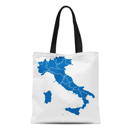 ASHLEIGH Canvas Tote Bag Blue Region Map of Italy Italia Europe Sardinia Sicily Durable Reusable Shopping Shoulder Grocery