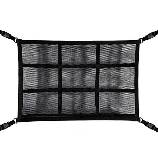 Car Ceiling Storage Net with Double-Ended Zipper 23 in x 21 in Polyester Mesh Bag for SUV Interior Organization