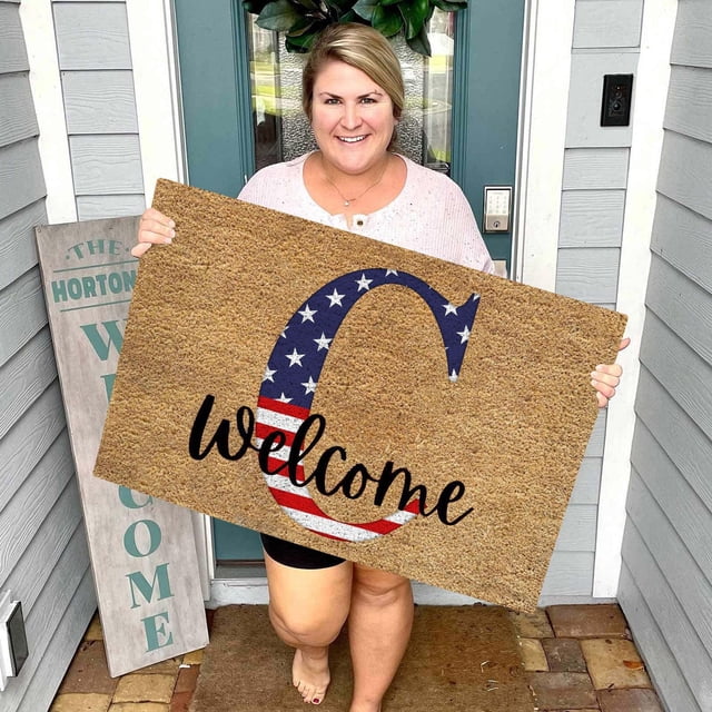 TopLLC Bathroom Rugs 4th Of July Door Mat Patriotic Doormat Entryway Rug Welcome Independence Day Doormat Stain And Fad Patriotic Decor Welcome Outdoor Mat A map
