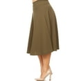 thumbnail image 3 of Women's Plus Size A-Line Flared Midi Skirt - Casual Solid with Elastic Band, 3 of 4