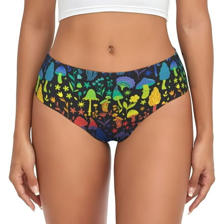 Naloa Magical Mushrooms and Flowers Women s High Waisted Cotton Underwear Soft Breathable Panties Stretch Briefs Seamless Ladies PantiesXX-Large
