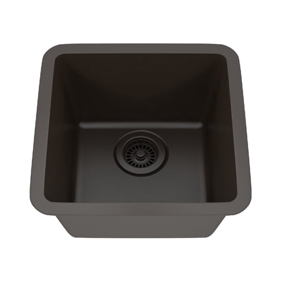 15" x 15" Quartz Kitchen Sink, Single Bowl Sink, Drop-in Sink, Undermount Sink, Granite Kitchen Sink, Galaxy Mocha Kitchen Sink, Lexicon Platinum LP-1515-M-SO