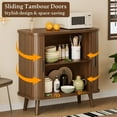 thumbnail image 4 of Sideboard Buffet Cabinet with Sliding Door, 31.5" Wide Fluted Modern Accent Storage Cabinet with Adjustable Shelves, Wood Coffee Bar Buffet Console Table for Kitchen, Dining Room, Living Room, Walnut, 4 of 8