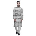 thumbnail image 1 of Atasi Cotton Slub Printed Fashion For Men Asymmetric Button Down Kurta For Men, 1 of 5