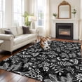 thumbnail image 3 of Area Rug for Living Room, Dandelion Non-Slip Indoor Large Carpet for Bedroom/Dining Room, Modern Minimalist Abstract Flowers Black Washable Low-Profile Rectangle Floor Runner Rugs - 5 x 7 Ft, 3 of 7