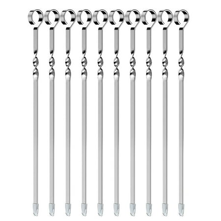

ABIDE 10pcs BBQ Kabob Skewers Roasting Sticks Meat Skewers 41CM Flat Stainless Steel