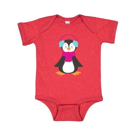 

Inktastic Cute Penguin Penguin With Ear Warmers Scarf Gift Baby Boy or Baby Girl Bodysuit