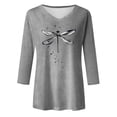thumbnail image 4 of Womens Summer T Shirts 3/4 Sleeve Dragonfly Print Y2K Spring Tops Fashion Crew Neck Going Out Basics Tees, 4 of 5