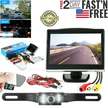Wired Car Backup Camera Rear View System With Night Vision& 5" LCD Monitor US