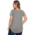 thumbnail image 3 of Fancyglim Women Summer Top Short Sleeve V Neck Soft T Shirts Blouse Gray 5XL, 3 of 4
