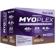 EAS Original MYOPLEX Maximum Muscle Builder - Meal Replacement Protein Mix - Double Rich Chocolate - 20 Individual Packets - Quality Protein Blend - 42g Per Serving - Vitamins, Minerals, Fiber,...