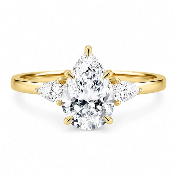 vylahjewellery Three Stone Engagement Ring for Women, Pear Moissanite Perfect Anniversary Ring, Classic Wedding Ring