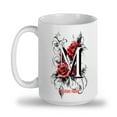 thumbnail image 2 of Initial Letter M Mug for Her, Personalized Floral Ceramic Cup 11oz 15oz for Daily Use, Custom Monogram Gift for Wife, Sister, Friend, Coworker, Mom from Daughter or Son, 2 of 6