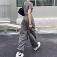 thumbnail image 4 of Autumn New Fashion Wide Leg Pants Women's Large Size Overalls Harajuku High Waist Pocket Loose Pants Women's Clothing Women's Pants-2-M, 4 of 5
