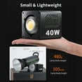 thumbnail image 4 of Portable COB Video Light Handheld Photography Fill Light 40W 2500K-6500K Dimmable 9 Scene Lighting Effects Built-in Battery with Handle Reflector Diffuser for Indoor Vlog Live Streaming Pho, 4 of 7
