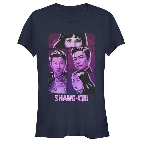 Junior's Marvel Shang-Chi and the Legend of the Ten Rings Panel Portraits Graphic Tee Navy Blue Large