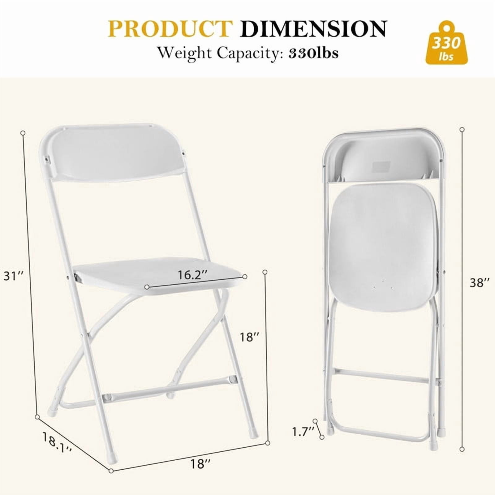 Kelno 10 Pack Plastic Folding Chair Lightweight Portable Chair, White