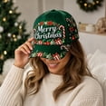 thumbnail image 5 of Green Ajustable Christmas Baseball Hat for Adults, Colorful Xmas Embroidered Novelty Cozy Twill Cotton Cap, Funny Christmas Gifts, 5 of 6