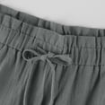 thumbnail image 5 of Women's Capri Pants Comfy Linen Elastic Bell Bottom Lightweight Cropped Pants High Waist Drawstring Stretch Yoga Gauze Pants with Pockets Gray XL, 5 of 6