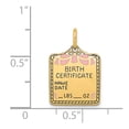 thumbnail image 3 of Real 14kt Yellow Gold Enameled Pink Engravable Birth Certificate Charm Pendant; for Adults and Teens; for Women and Men, 3 of 3