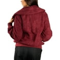 thumbnail image 4 of Jess by Meiko Women's Jackets Long Sleeve Oversized Collar Front Pockets Zipper Plush Bomber Jacket M Burgundy, 4 of 7