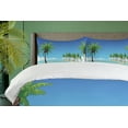 thumbnail image 4 of Ambesonne Fiji Duvet Cover Set, Coconut Trees in the Ocean, 2-Calking, Azure Blue Multicolor, 4 of 7
