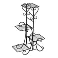 thumbnail image 2 of 4 Potted Square Flower Metal Shelves Plant Pot Stand Decoration for Indoor Outdoor Garden Black, 2 of 9