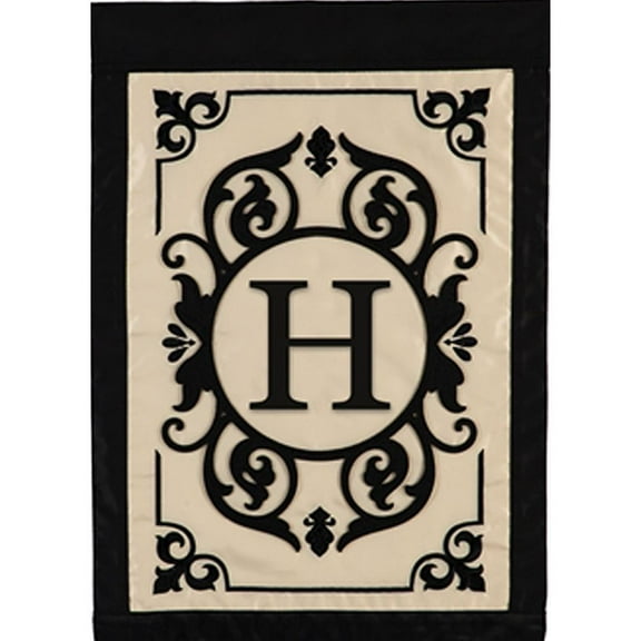 Evergreen Flag Cambridge Chic Letter H Monogram Applique Garden Flag - 12.5" Wide x 18" High