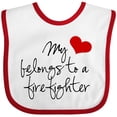 thumbnail image 3 of Inktastic My Heart Belongs Firefighter Girls Baby Bib, 3 of 4
