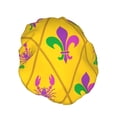 thumbnail image 2 of Kdxio Mardi Gras Crayfish and Fleur de lis Print Shower Cap for Women,Elastic and Reusable,Double Waterproof Layers Bathing Hat, 2 of 9