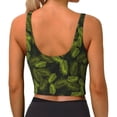 thumbnail image 4 of Goofa Tropical Palm Leaves Fern Leaf Printed Sports Bras for Women, High Impact Running Bra Workout Crop Tank Tops Longline Sports Bra Push up-Small, 4 of 9