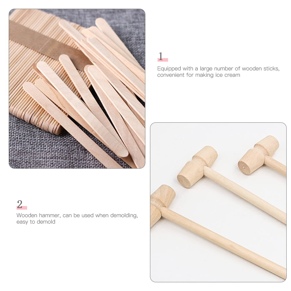 Kepooman Silicone Egg Shaped Molds Set with Wooden Hammer & Wooden Sticks, Set of 2, Multi-color Kepooman Silicone Egg Shaped Molds Set with Wooden Hammer & Wooden Sticks, Set of 2, Multi-color