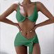 thumbnail image 1 of Traje de baño de 2 piezas para mujer, trajes de baño para mujer, bikini liso con tirantes y abertura en V, conjunto de traje de baño de tres piezas para mujer, 1 of 8