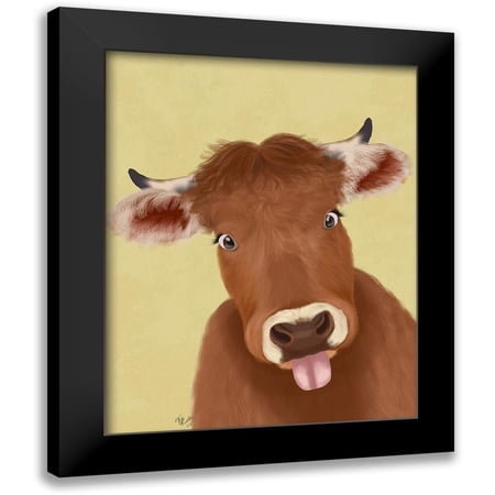 Fab Funky 12x14 Black Modern Framed Museum Art Print Titled - Funny Farm Cow 2
