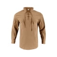 thumbnail image 4 of RUTAYY Men's Shirts Casual Fashion Solid Color Long Sleeve with Drawstring Stand Collar Stylish Tops Work Holiday Blouse, 4 of 4