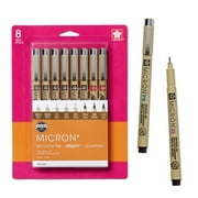 Sakura Pigma Micron Pens, Assorted Point Sizes, Sepia Ink, 8 Count Pack