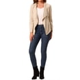 thumbnail image 3 of Unique Bargains Women's Zipper Draped Front Moto Faux Suede Lightweight Jacket, 3 of 8