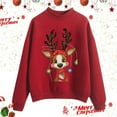 thumbnail image 2 of Fiaer Christmas Women Sweatshirts Cute Graphic Baggy Xmas Pullover Plus Size Long Sleeve Casual Breathable Comfort Tops Red XL, 2 of 4