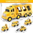 thumbnail image 2 of Carritos Juguetes para Niño,5 en 1 Camiones de Transporte con Luz y Sonido,Coches Juguetes de Construcción con 4 Mini Coches,Regalo para Niños 3~8 Años,Amarillo, 2 of 7