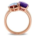 thumbnail image 5 of Everly Women's 4 3/4ct TGW African-Amethyst Sky Blue Topaz and Garnet Rose Silver 3-Stone Open Ring, 5 of 9
