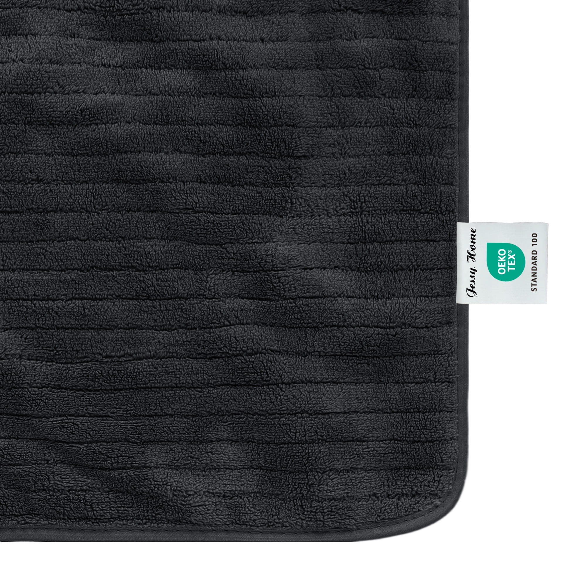 Jessy Home 4 Pack Black Stripe Large Bath Towels Set Oversized Microfiber Bath Sheet Soft Towel Set