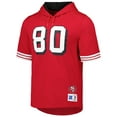 thumbnail image 2 of Men's Mitchell & Ness Jerry Rice Scarlet San Francisco 49ers Retired Player Name & Number Mesh Hoodie T-Shirt, 2 of 3