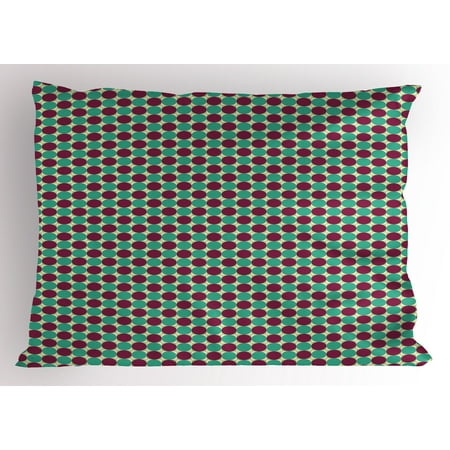 Tone Geometric Circles - Abstract Pillow Sham Geometric Circles in Squares Different Tones Modern Unusual Retro Hipster, Decorative Standard King Size Printed Pillowcase, 36 X 20 Inches, Pale Sea Green Plum, by Ambesonne