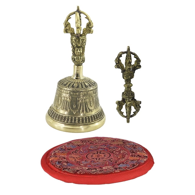 Campana de mano Campana de mano antigua para recepción Tiendrvicio de hotel Meditación Oración Alimentación de mascotas y decoración Los 7.8cm CUTICAT Maja de campana de Vajra