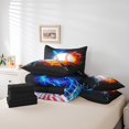 thumbnail image 6 of Feelyou Baseball Sports Boys Bedding Comforter Set 7pcs, Blue Orange King Bedding Sets, Neon Gradient Lightning Reversible Bed Sheets, Breathable Home Decor, 6 of 8